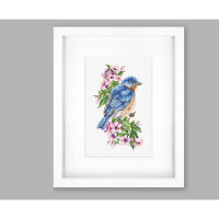 Luca-S Kit de point de croix "Oiseau bleu sur une branche", motif à compter, 10x17cm