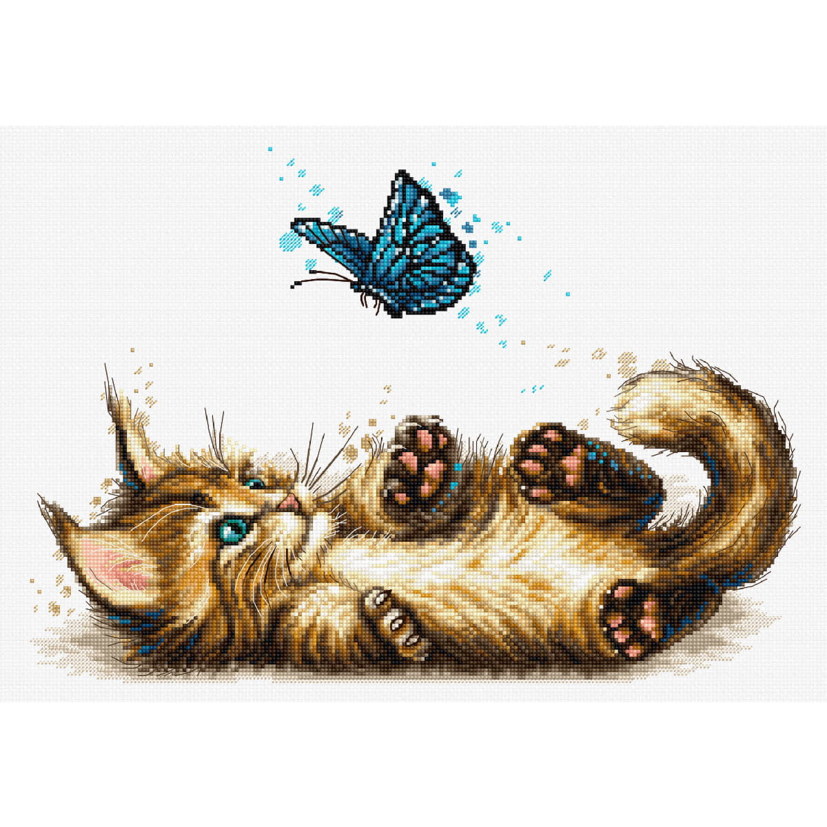 На красочной иллюстрации изображен пушистый котенок,...
