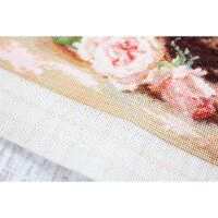 Luca-S Set de tapisserie "Corbeille avec roses", motif à compter, 30x24cm