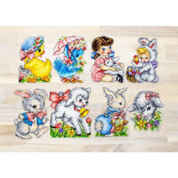 Letistitch counted cross stitch kit "Easter Ornaments Kit of 8 pcs", ca. 11x8cm, DIY