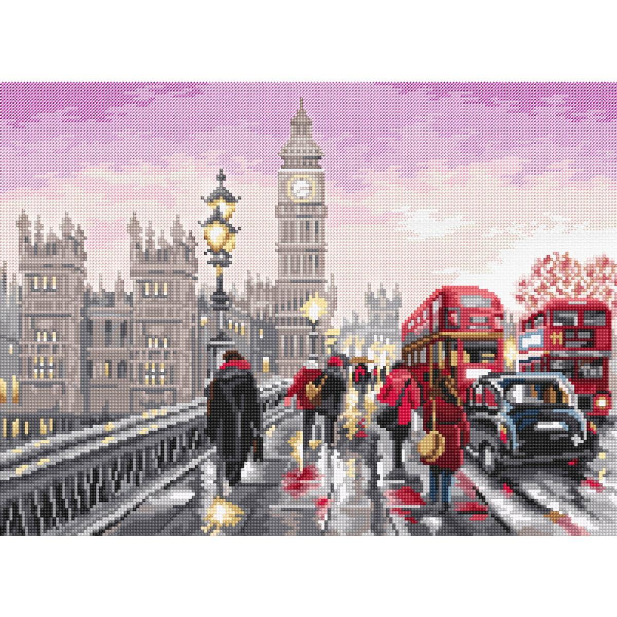 A lively pixel art scene shows a busy London street on...
