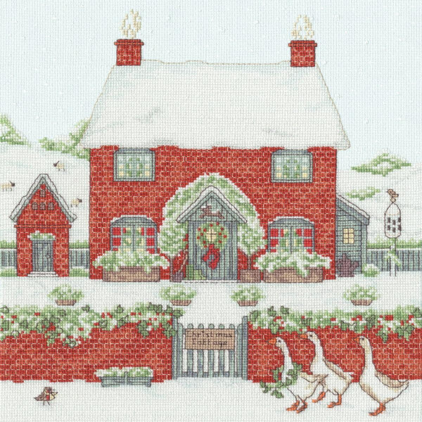Набор для вышивания крестом Bothy Threads "Загородная усадьба: Рождественский коттедж", счётная схема, XSS17, 26x26 см