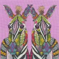 Bothy Threads counted cross stitch kit "Jewelled Zebras", XSTU6, 33x33cm, DIY
