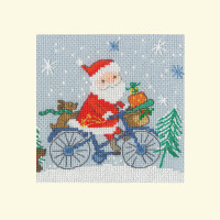 Bothy Threads  greating card counted cross stitch kit "Delivery by bike", XMAS51, 10x10cm, DIY