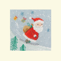 Bothy Threads  greating card counted cross stitch kit "Delivery by Skis", XMAS54, 10x10cm, DIY