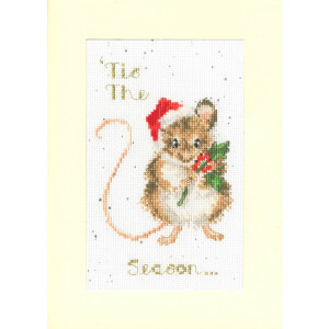 Bothy Threads Tarjeta de felicitación en punto de cruz "Tis the Season Christmas card", patrón de conteo, xmas56, 10x16cm