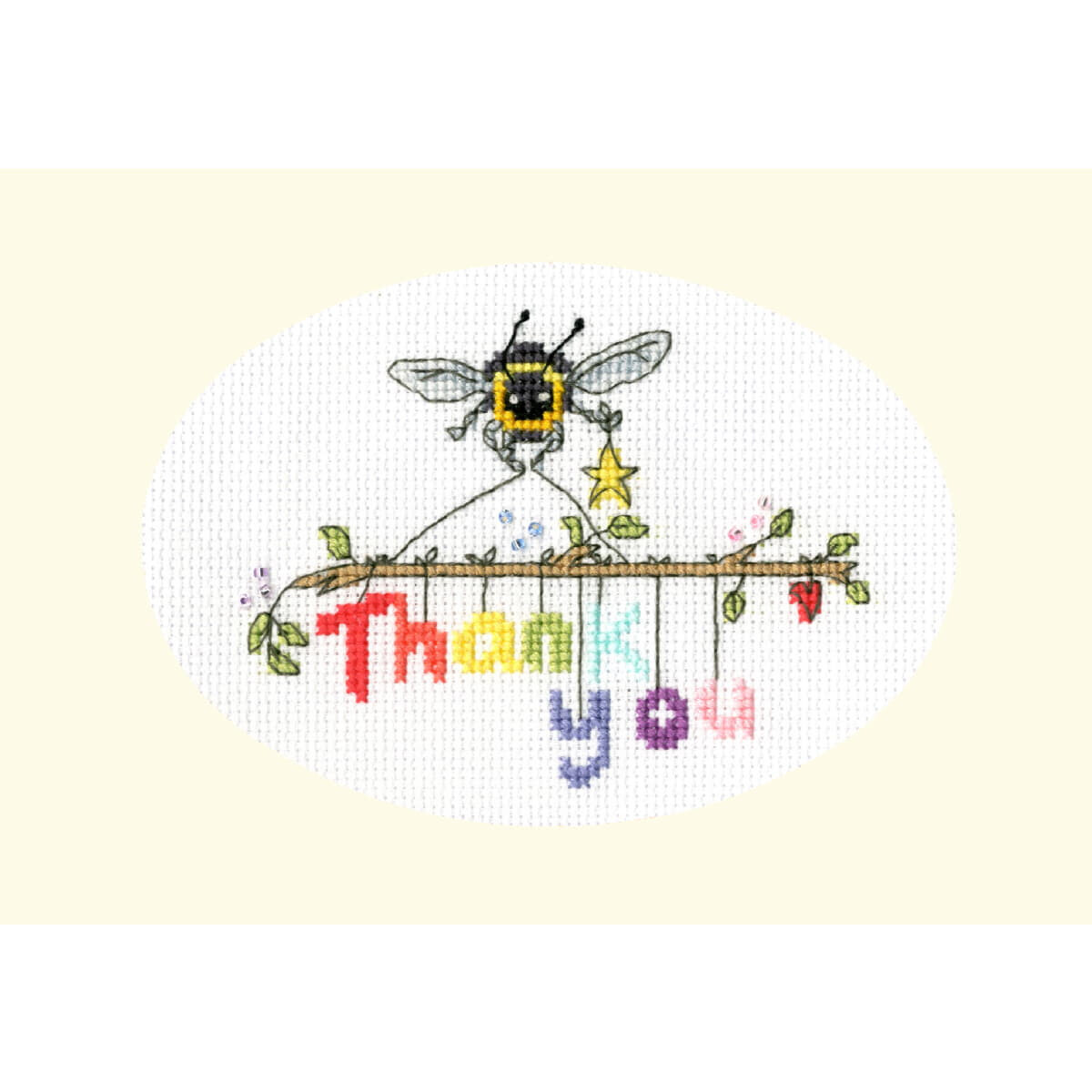 An embroidery pack design with a bee with blue wings on...