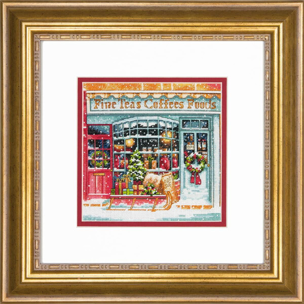 Dimensions counted cross stitch kit "Gold Collection Petites Coffee Shoppe", 15,2x15,2cm, DIY