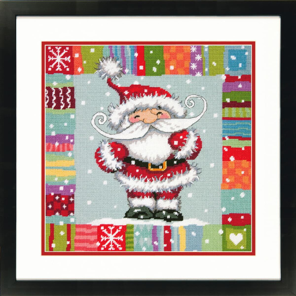 Dimensions Gobelin Set "Cuscino ricamato fantasia Babbo Natale", immagine ricamata stampata, 35,5x35,5cm