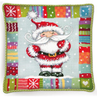 Dimensions stamped Needlepoint stitch kit "Cushion Patterned Santa", 35,5x35,5cm, DIY