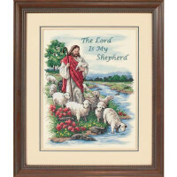 Dimensions kit punto croce "Il Signore è il mio pastore", immagine ricamata stampata, 27x35cm