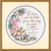 Dimensions counted cross stitch kit "To Have and To Hold Wedding Record", Diam. 30,4cm, DIY