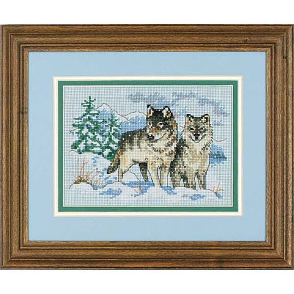 Dimensions counted cross stitch kit "A Pair Of Wolves", 17,7x12,7cm, DIY