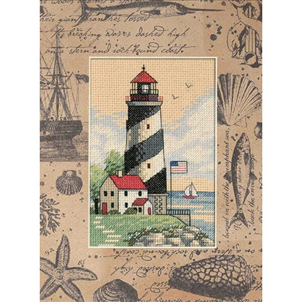 Dimensions counted cross stitch kit with design Passepartout  "Matted Accents Light At Sea", Passepartout Außenmaß 20,3x25,4cm, DIY