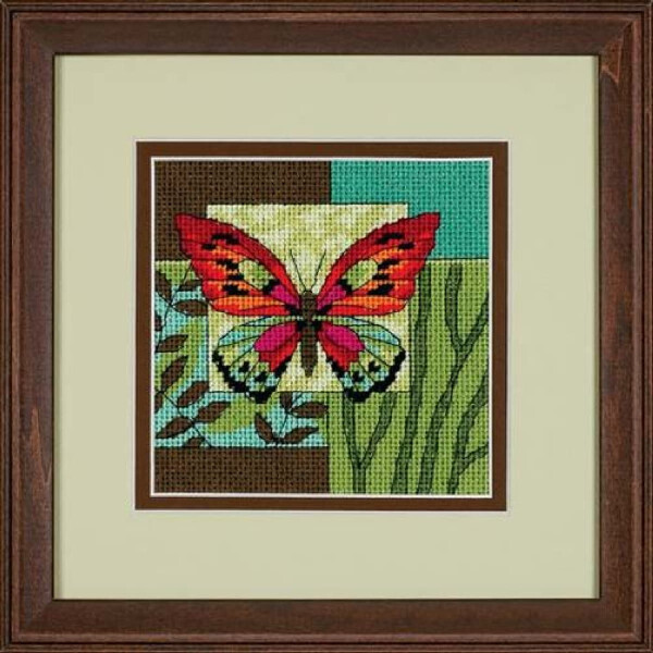 Dimensions Gobelin Set "Butterfly Impression", bedrukte borduurafbeelding, 12,7x12,7cm