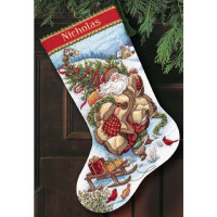 Dimensions counted cross stitch kit "Gold Collection Stocking Santa´s Journey", 40,6x30cm, DIY