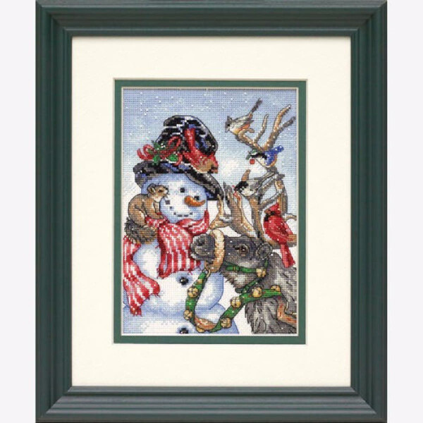 Dimensions counted cross stitch kit "Gold Collection Petites Snowmen & Reindeer", 12,7x17,7cm, DIY