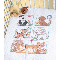 Dimensions stamped cross stitch kit "Quilt Animal Babes", 86x109cm, DIY