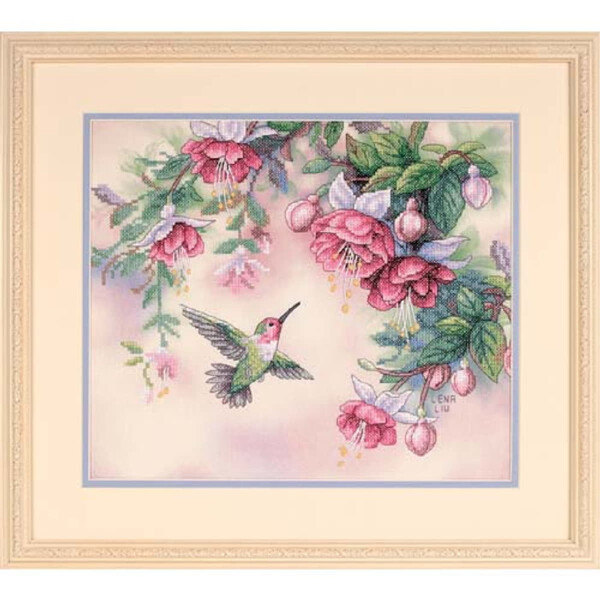 Набор для вышивания крестом Dimensions "Hummingbird & Fuchsia", дизайн вышивки печатный, 35,5x30,4см