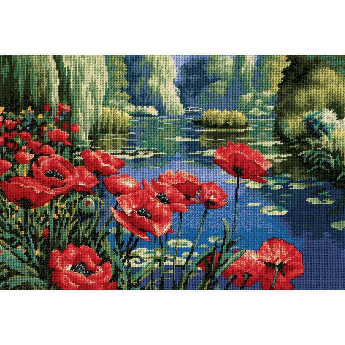 Dimensions juego de tapiz "Poppy by the Lake",...