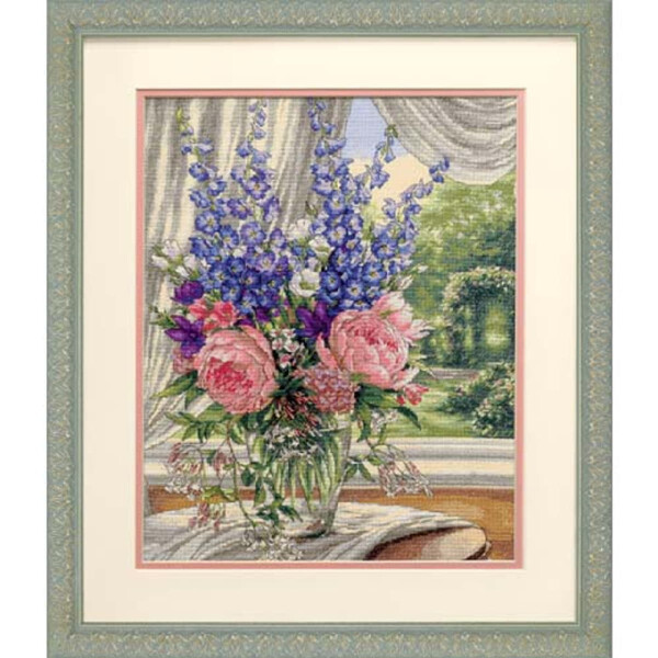 Dimensions Kruissteek Set "Gold Collection Peonies and Larkspur", telpatroon, 30,4x38,1cm
