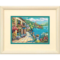 Dimensions counted cross stitch kit "Gold Collection Petites Overlook Cafe", 17,7x12,7cm, DIY