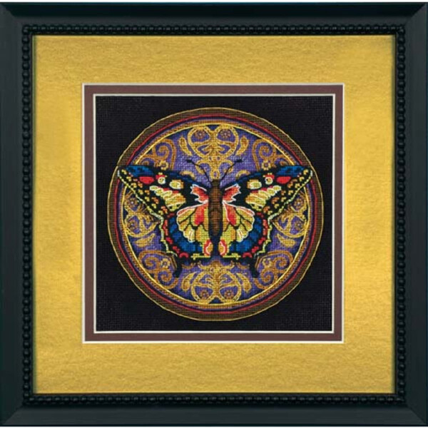 Dimensions - Kit de point de croix "Gold Collection Papillon", modèle à compter, 15,2x15,2cm
