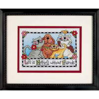 Dimensions stamped cross stitch kit "Life Is Nothing without friends", 17,7x12,7cm, DIY