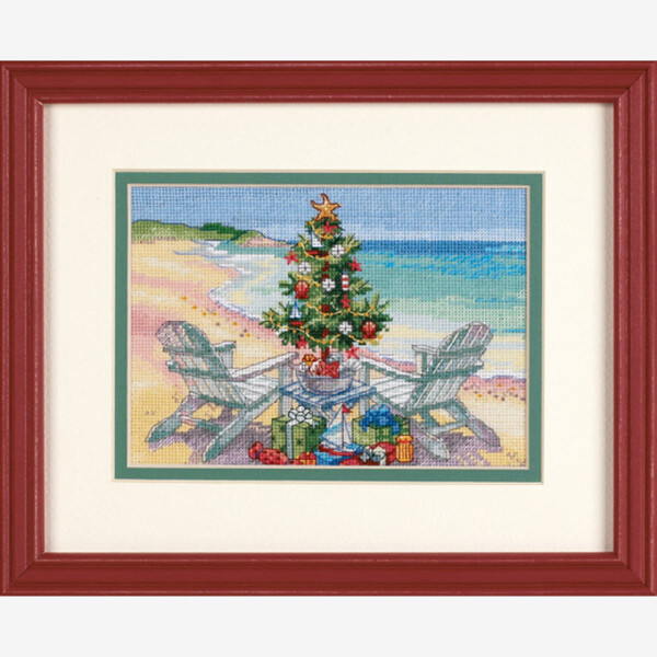 Dimensions counted cross stitch kit "Gold Collection Petites Christmas On The Beach", 17,7x12,7cm, DIY