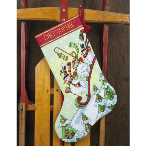 Dimensions Set di punti croce "Stivali di Natale - Slitta", schema per il conteggio, 40,6x30cm