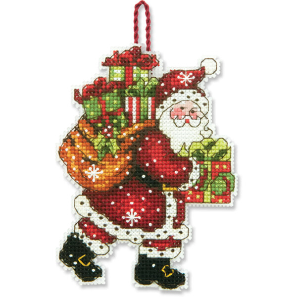 Dimensions contate kit punto croce "Decorazione Babbo Natale con borsa", a 8.2x11.4cm