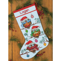 Dimensions counted cross stitch kit "Stocking Holiday Hooties", 40,6x30cm, DIY