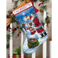 Dimensions Kruissteek Set "Gold Collection Christmas Stocking Holiday Glow", telpatroon, 40,6x30cm