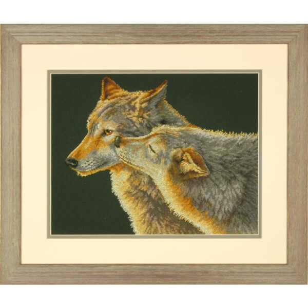 Dimensions counted cross stitch kit "Wolf Kiss", 35,5x27,9cm, DIY