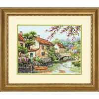 Dimensions counted cross stitch kit "Village Canal", 33x25,4cm, DIY