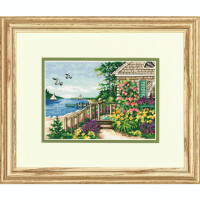 Dimensions counted cross stitch kit "Gold Collection Petites Bayside Cottage", 17,7x12,7cm, DIY