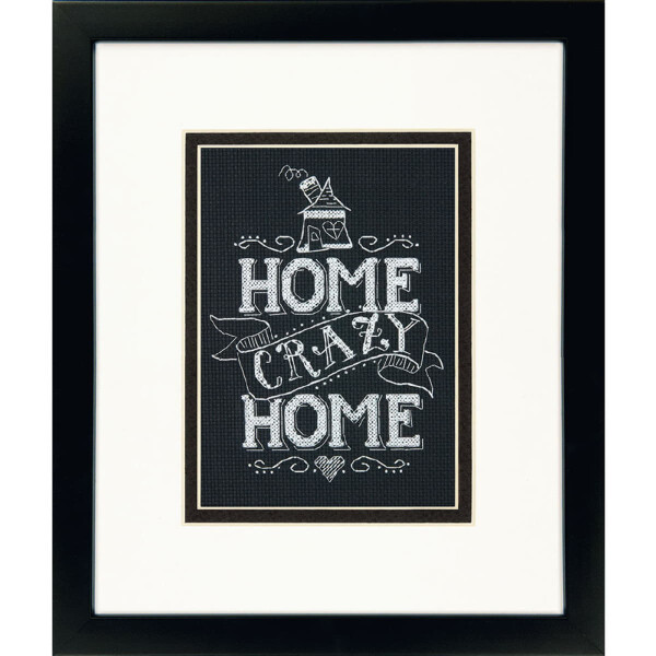 Dimensions Set punto croce "Home Crazy Home", schema a contati, 12,7x17,7cm