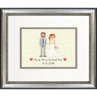 Dimensions counted cross stitch kit "Wedding Rec. Bride & Groom", 17,7x12,7cm, DIY