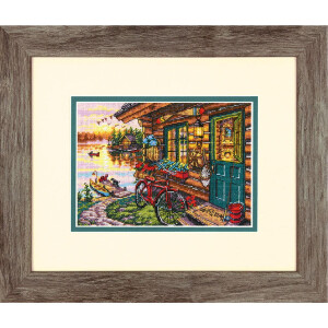 Dimensions counted cross stitch kit "Gold Collection Petites Cabin View", 17,7x12,7cm, DIY