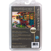 Dimensions counted cross stitch kit "Gold Collection Petites Cabin View", 17,7x12,7cm, DIY