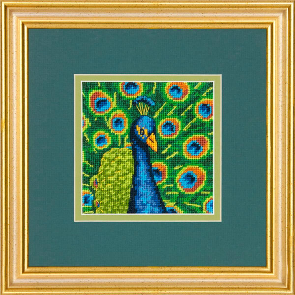 Dimensions ensemble de tapisserie "Peacock coloré", image de broderie imprimée, 12,7x12,7cm