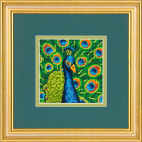 Dimensions wandtapijt "Colourful Peacock", bedrukte borduurafbeelding, 12,7x12,7cm