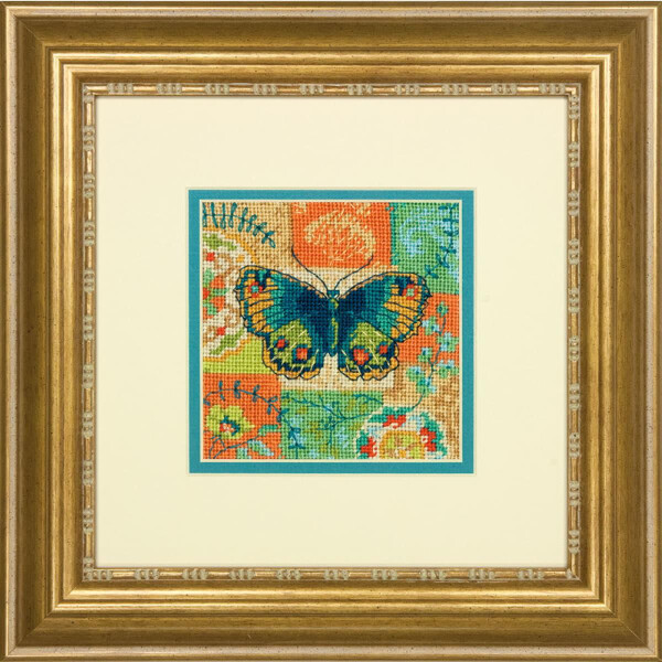 Dimensions Gobelin Set "Butterfly Pattern", immagine ricamata stampata, 12,7x12,7cm