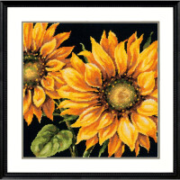 Dimensions Ensemble Gobelin "Coussin à broder Dramatic Sunflower", image de broderie imprimée, 35,5x35,5cm