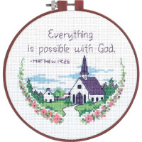 Dimensions counted cross stitch kit with embroidery ring "Everything Possible", Diam 15,2cm, DIY