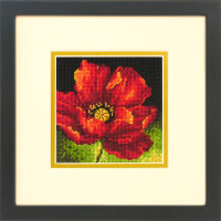 Dimensions set de tapisserie "Coquelicot Rouge", image de broderie imprimée, 12.7x12.7cm