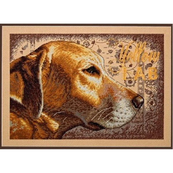 Dimensions counted cross stitch kit "Yellow Lab", 35x25cm, DIY