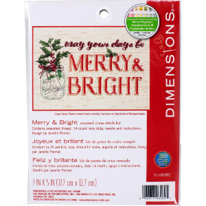 Dimensions counted cross stitch kit "Merry And Bright", 17,7x12,7cm, DIY