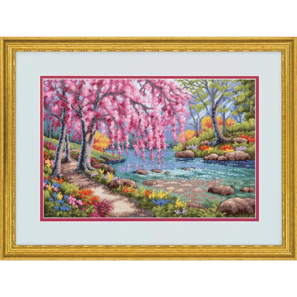 Dimensions counted cross stitch kit "Gold Collection Cherry Blossom", 38,1x25,4cm, DIY
