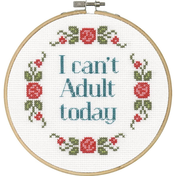 Dimensions counted cross stitch kit with embroidery ring "Cant Adult", Diam 15,2cm, DIY